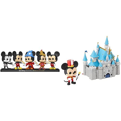 POP Disney Archives - Mickey Mouse 5 Pack, Amazon Exclusive, Multicolor (51118) & Pop! Town: Disney 65th - Disney Castle with Mickey, 6"