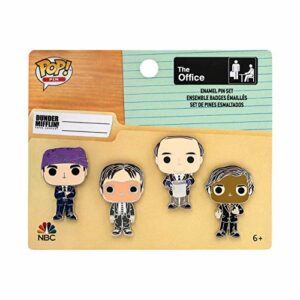 Funko Loungefly: The Office - 4 Piece Enamel Pin Set, Michael, Dwight, Jim, and Kevin, Amazon Exclusive