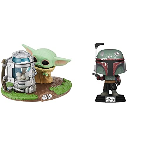 POP Funko Deluxe Star Wars: The Mandalorian - The Child with Canister, Multicolor, Standard & POP Star Wars: The Mandalorian - Boba Fett,Multicolor,54524