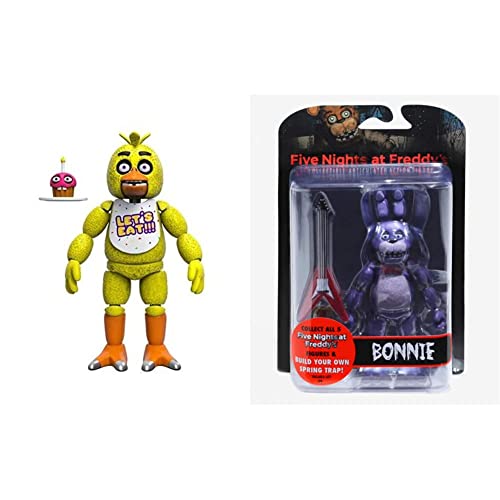 Funko Five Nights at Freddy's Articulated Chica Action Figure, 5-inch & Articulated Bonnie Action Figure, 5"
