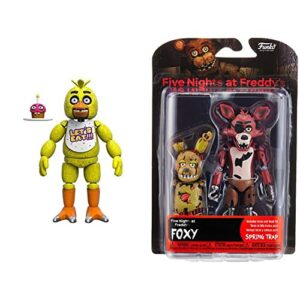 Funko Five Nights at Freddy's Articulated Chica Action Figure, 5-inch & Articulated Foxy Action Figure, 5"