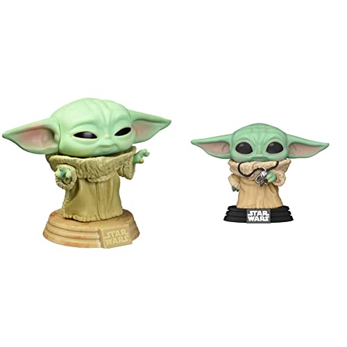 POP Funko Star Wars: Across The Galaxy - The Child, Grogu, Amazon Exclusive, (55625) & Pop! Star Wars: The Mandalorian - The Child with Necklace Vinyl Figure, Fall Convention Exclusive Action Figure