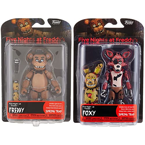 Funko Five Nights at Freddy's Articulated Freddy Action Figure, 5" & Articulated Foxy Action Figure, 5"