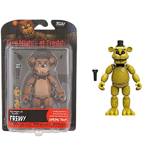 Funko Five Nights at Freddy's Articulated Freddy Action Figure, 5" & Articulated Golden Freddy Action Figure,, Multicolor, 5.5 inches
