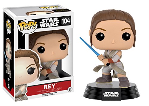Funko POP Star Wars: Episode 7: The Force Awakens Figure - Rey with Lightsaber,Cream,tri Coffee,3.75 inches