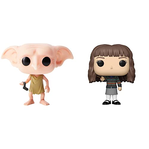 Funko POP Movies: Harry Potter Action Figure - Dobby & Pop! Harry Potter 20th Anniversary - Hermione with Wand