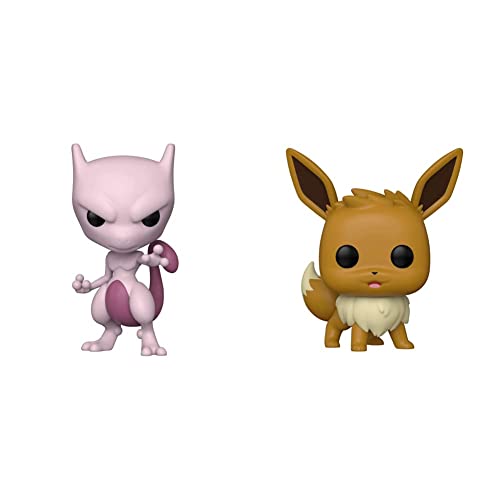 Funko Pop! Games: Pokémon - Mewtwo Vinyl Figure Multicolor, 3.75 inches & Pop! Games: Pokemon - Eevee Vinyl Figure