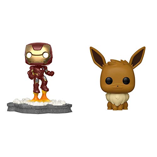 Funko Pop! Deluxe, Marvel: Avengers Assemble Series - Iron Man, Amazon Exclusive, Figure 1 of 6 & Pop! Games: Pokemon - Eevee