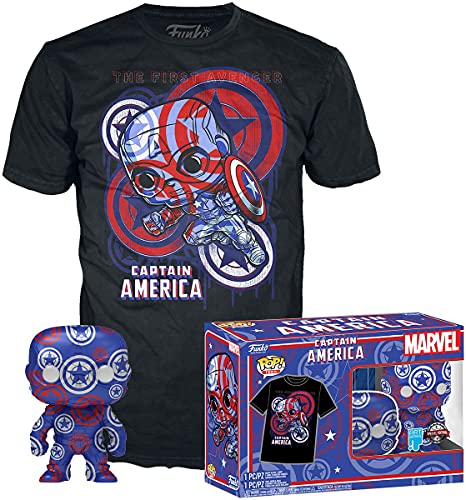 Captain america Marvel Patriotic Age (Art Series) - Pop! & Tee Men's Funko Pop! Standard M