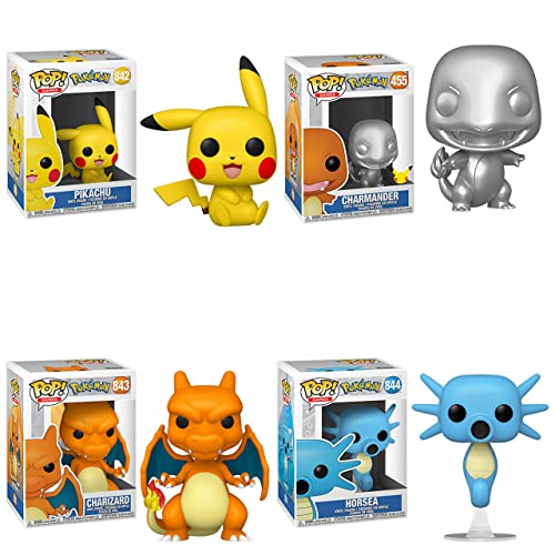 Funko Games: POP! Pokemon Collectors Set Series 7 - Pikachu, Charizard, Horsea, Charmander Silver Metallic