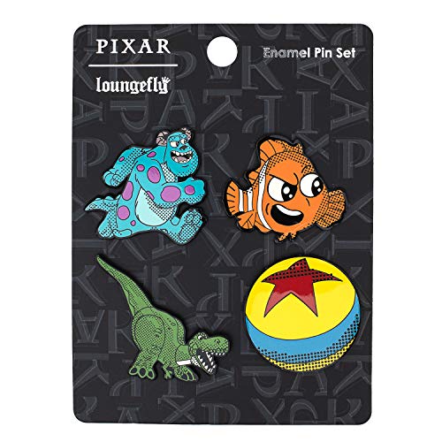 Funko Loungefly Pixar Collection: 4 Piece Enamel Pin Pack - Sully, Nemo, Rex and Luxo Ball, Amazon Exclusive