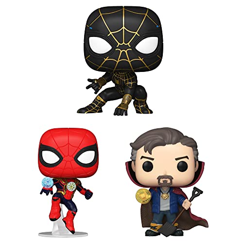 Funko Marvel: POP! Spider-Man No Way Home Collectors Set - Spider-Man Black & Gold Suit, Doctor Strange, Spider-Man Integrated Suit
