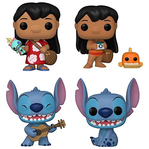 Funko POP! Disney Lilo & Stitch Collectors Set - Lilo with Scrump, Stitch with Ukelele, Smiling Seated Stitch, Lilo with Pudge