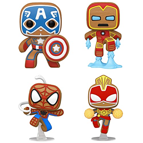 Funko POP! Marvel Holiday Collectors Set - Captain America, Iron Man, Spider Man, and Captain Marvel