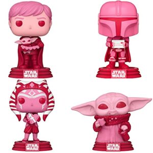 Funko POP Valentines Star Wars Collectors Set - Luke & Grogu, Mandalorian, Ahsoka, Grogu