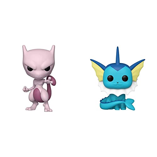 Funko Pop! Games: Pokémon - Mewtwo Vinyl Figure Multicolor, 3.75 inches & Pop! Games: Pokemon - Vaporeon Vinyl Figure