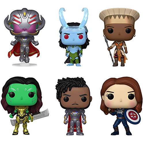 Funko Pop! Marvel: What If...? Set - 6 Figure Set: Infinity Ultron, Frost Giant Loki, Queen General Ramonda, Gamora with Blade of Thanos, Infinity Killmonger Reaching, and Captain Carter Stealth Suit