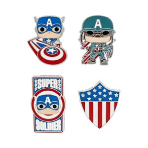Loungefly: Marvel Avengers - Captain America 4 Piece Pin Set, Amazon Exclusive,Multicolor,MVPN0143