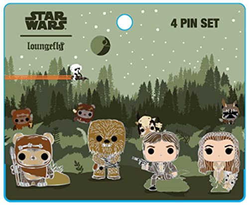 Loungefly: Star Wars - Hans Solo and Princess Leia on Endor, 4 Piece Pin Set, Amazon Exclusive, Multicolor, (STPN0171)